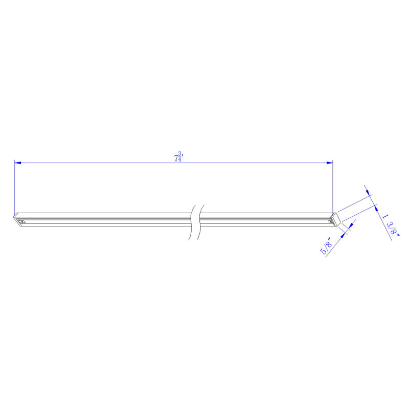 Track Extension Rod, 1.4" H x 0.7" W x 96" D