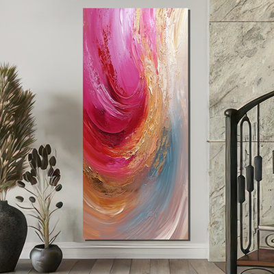 «Gold and Pink Ocean Ink Harmony I», reproduction d'art sur toile
