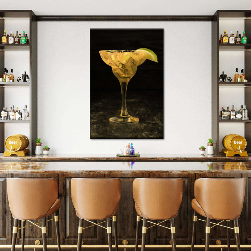 Cocktail rétro sur toile, H 30 po x l 20 po x P 1,25 po