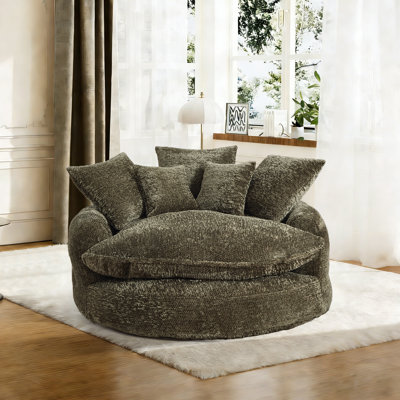 55 inch boneless oversized round sofa chair, soft upholstered single accent chair for living room bedroom apartment