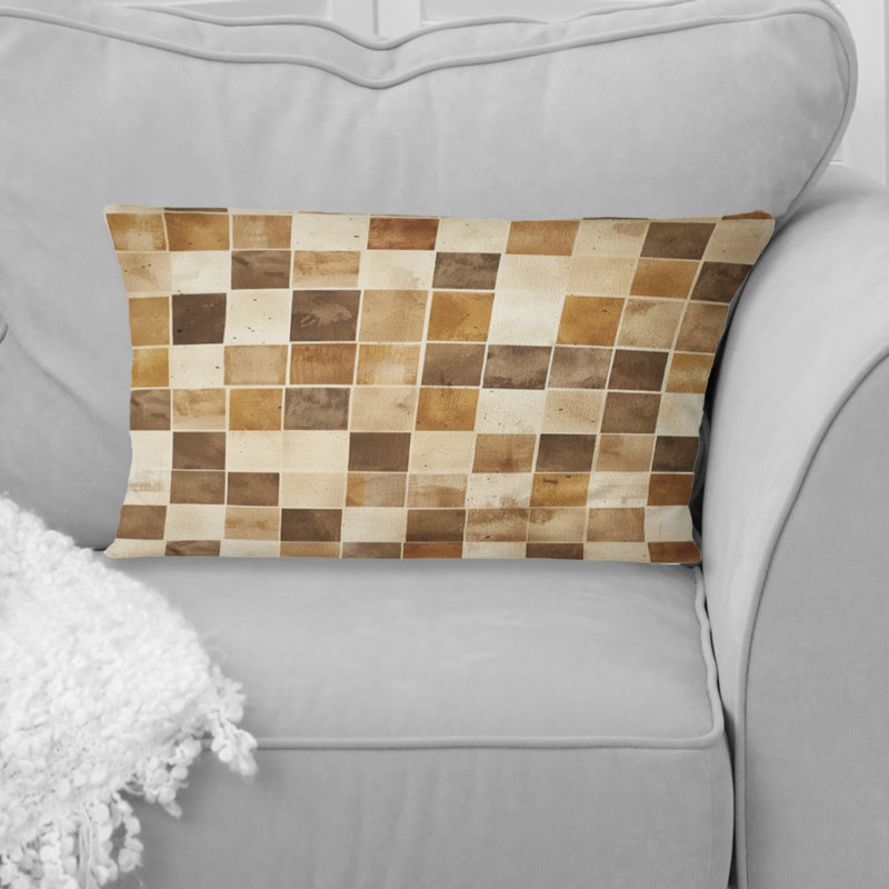 Carreaux de mosaïque brun Midcentury I - coussin lombaire Midcentury