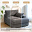 Chaise longue surdimensionnée en velours côtelé gris avec accoudoirs et coussins décoratifs Bentura-1650880628-1650245304