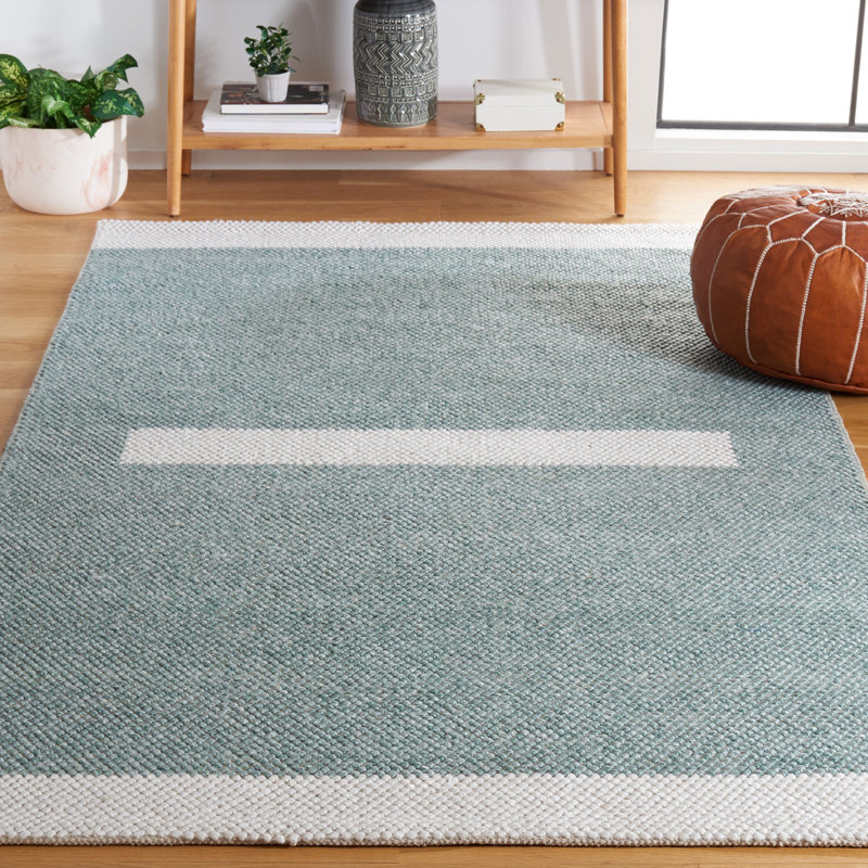 Denbhi Flat Weave Wool Rug, Rectangle 5' x 8'