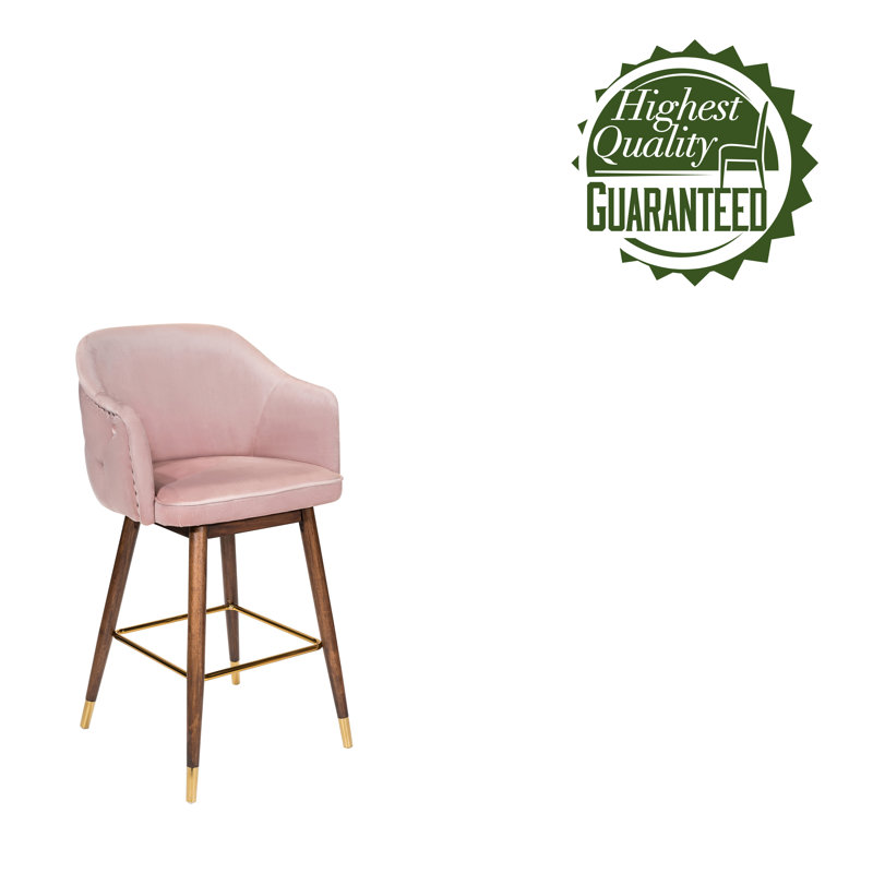Tabouret de bar en velours 28 po Grieteke, Rose