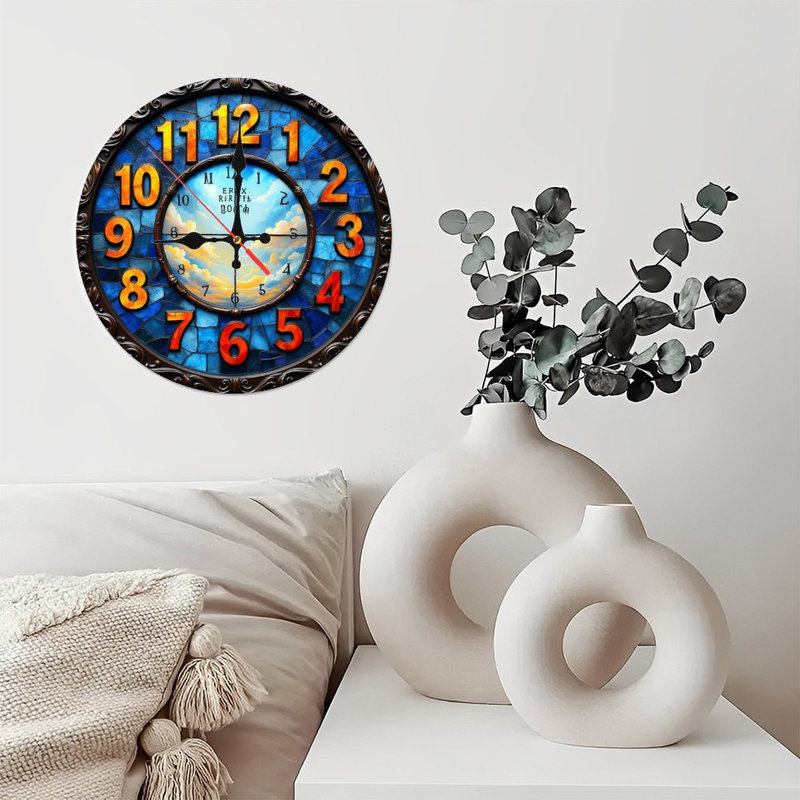 Artistic Stained Glass Wall Clock Home Decor