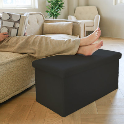 Go-Poufs Knock-Down Rectangular Teddy Boucle Storage Ottoman | 30"x15"x15" |