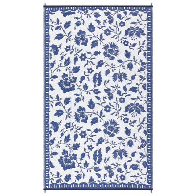 Floral Plastic Rug with Portable Bag for Outside