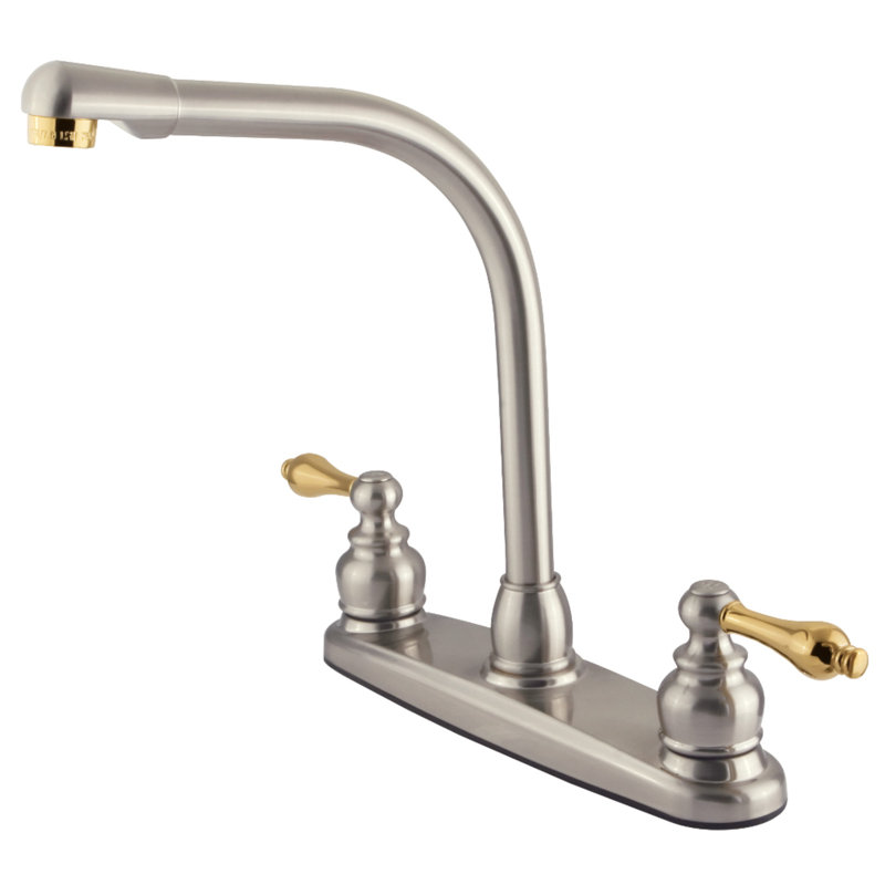 Victorian Centerset Double Handle Kitchen Faucet, Antique Copper, Without Spray