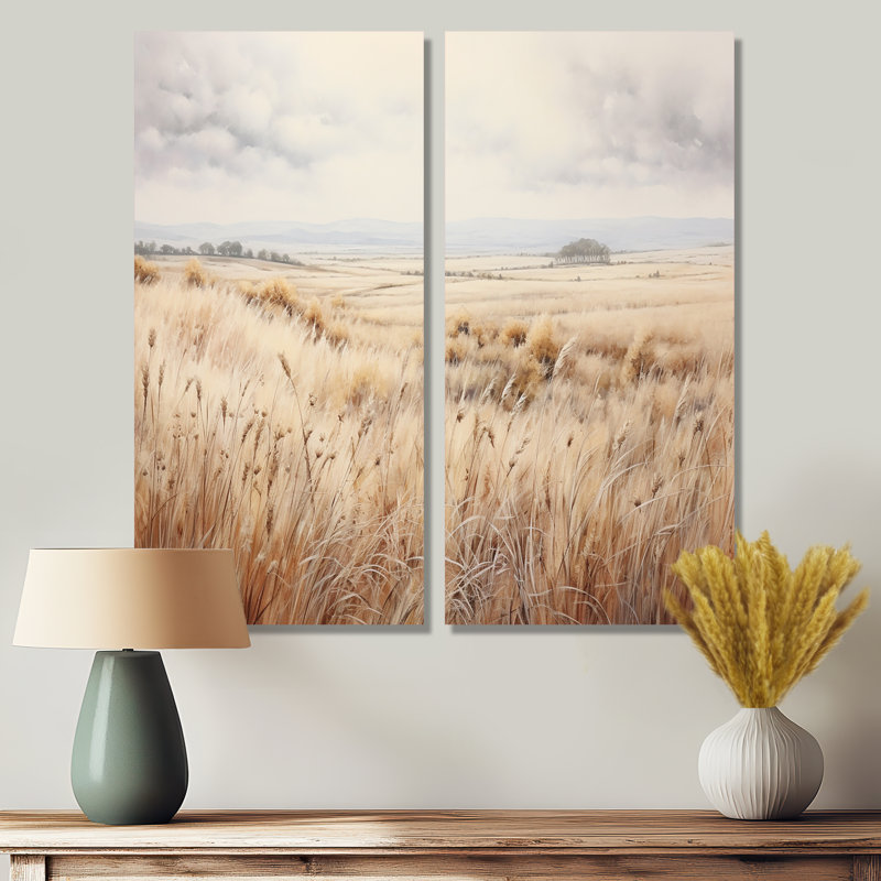 Prairie Peacefulness Meadows - Beige, reproduction d'art sur toile, H 40 po x l 40 po, Toile tendue, Ne s’applique pas