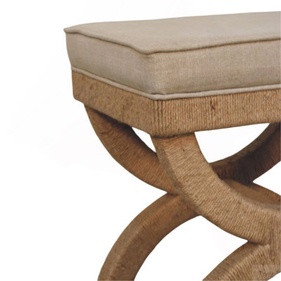 Artisan Furniture Solid Wood Rattan Arch Bench