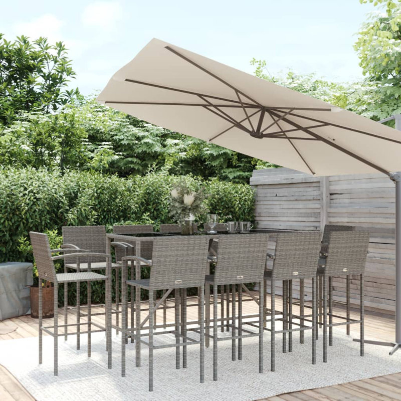 Patio Dining Set Table,, Grey; Black, 11, Grey, 10