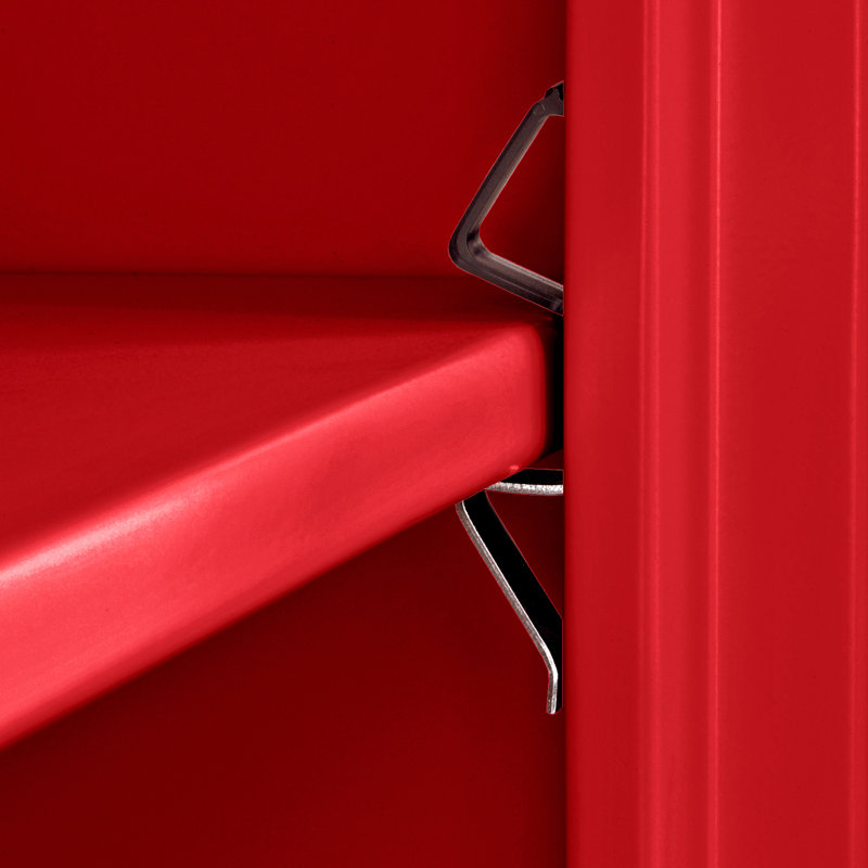 Red Powder-Coated Lockable Office Cabinet with Adjustable Shelves