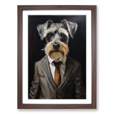 Schnauzer in a Suit Painting - Framed Print