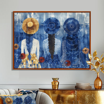 «Blue Boho Woman In Meditation - Woman Boho», reproduction d'art murale