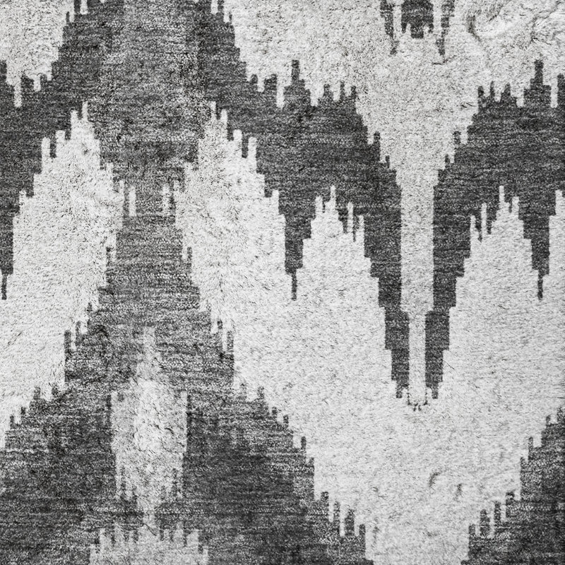 Tapis Dream Shag ADS743 Ikat lavable à la machine de qualité supérieure, Grey, 2'3" x 7'6" Runner