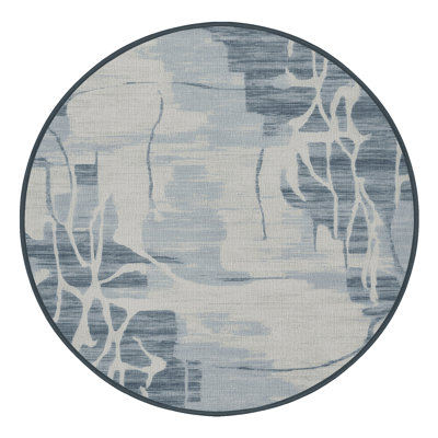 Machine Washable Abstract Gray Area Rug