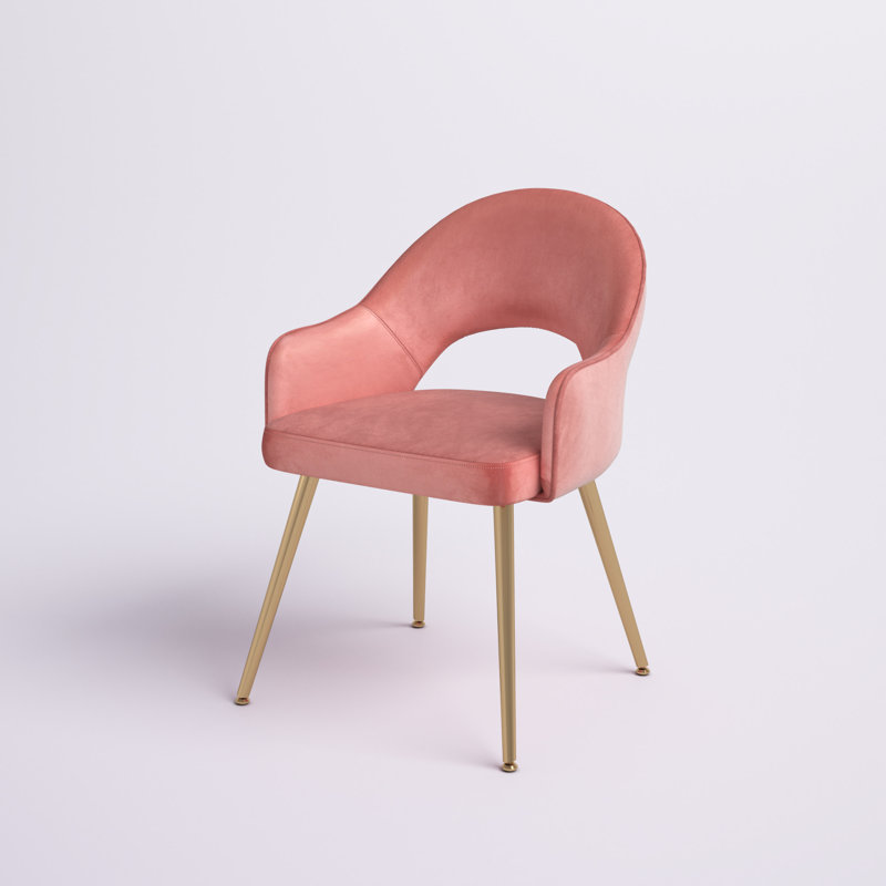 Linkoski 17.91'' H Velvet Upholstered Armchair, Rose