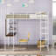 Lit mezzanine simple en métal avec 2 tablettes et un bureau-783316326