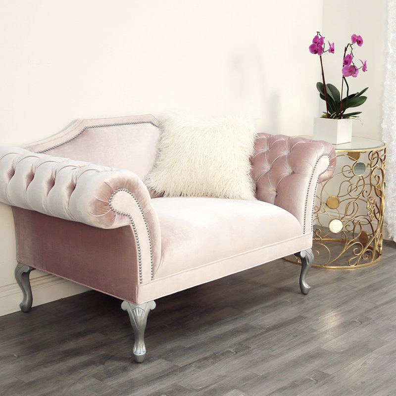 Rohan Velvet Loveseat, Red Velvet 