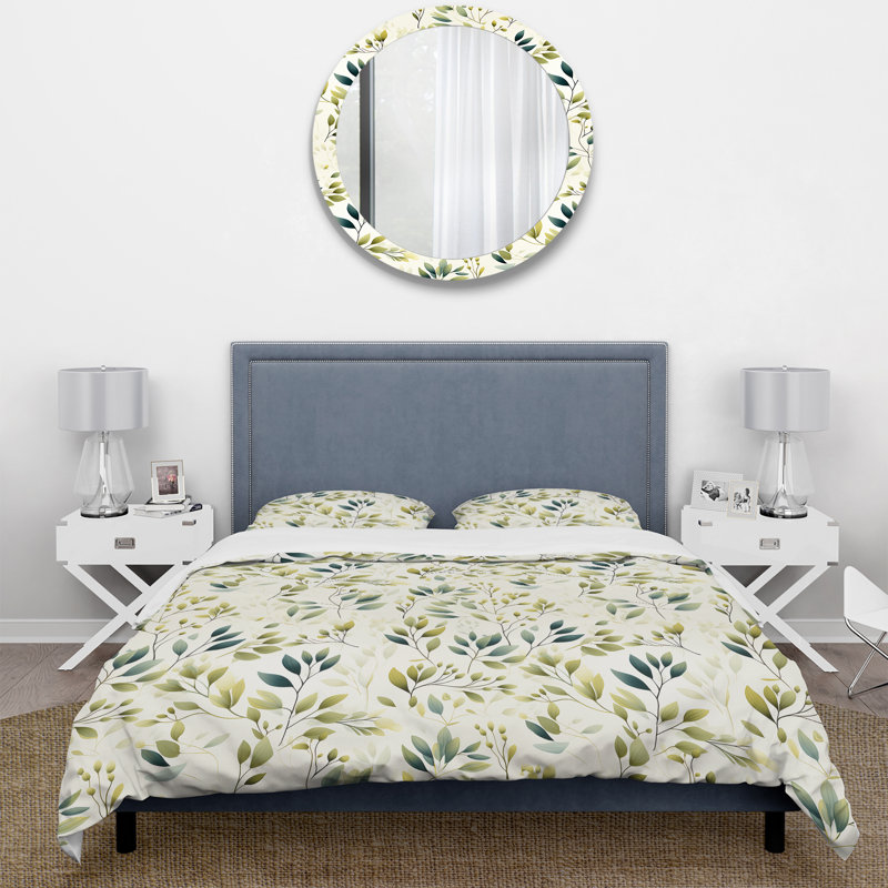 Minimalist Botanicals II - Ensemble de housse de couette botanique, Housse de couette pour très grand lit et 2 très