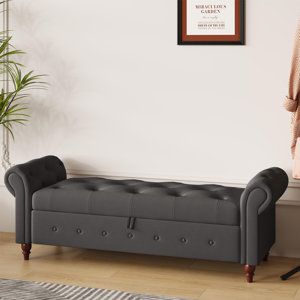 Daira 100% Velvet/Linen Upholstered Storage Bench