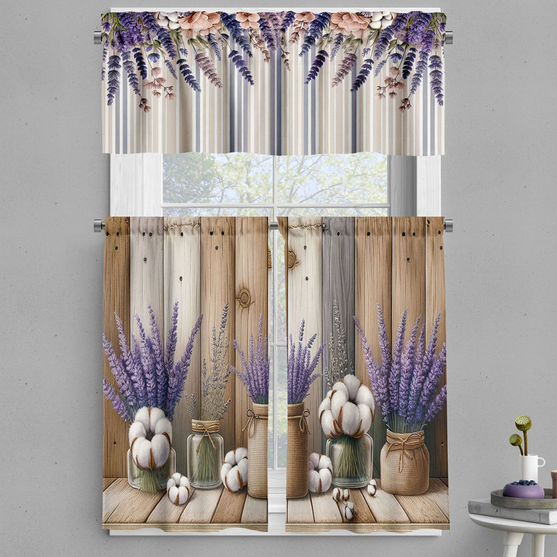 Floral Tailored Kitchen Curtain, 55" W x 36" L