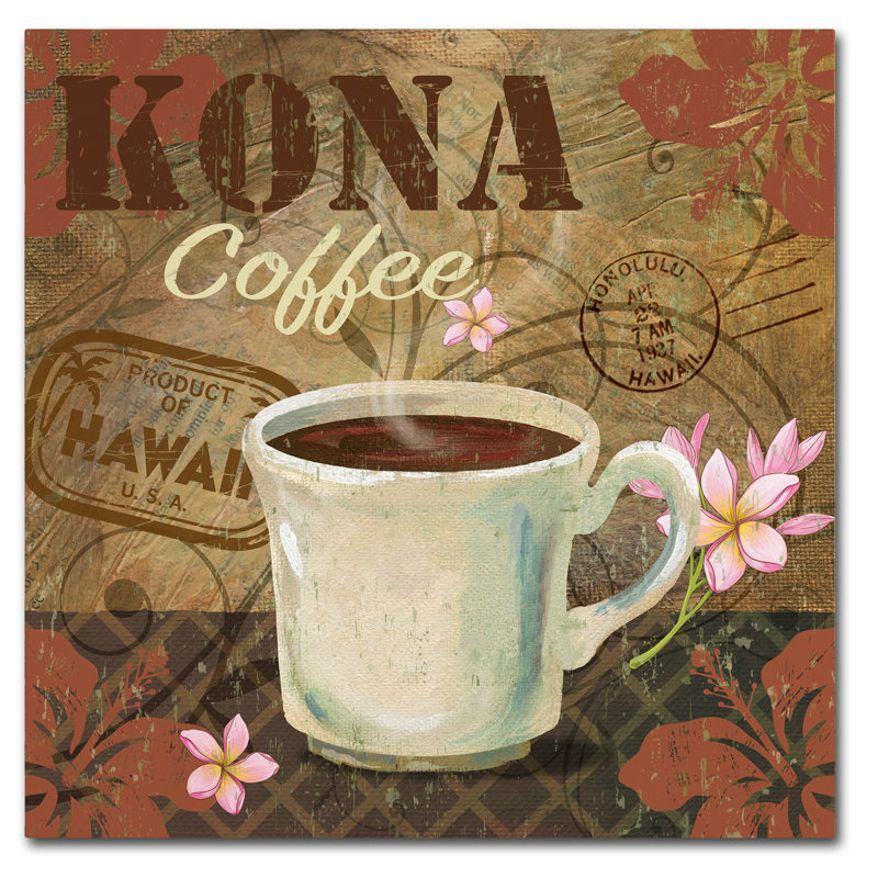 « kona coffee », affiche rétro sur toile tendue, H 24 po x l 24 po