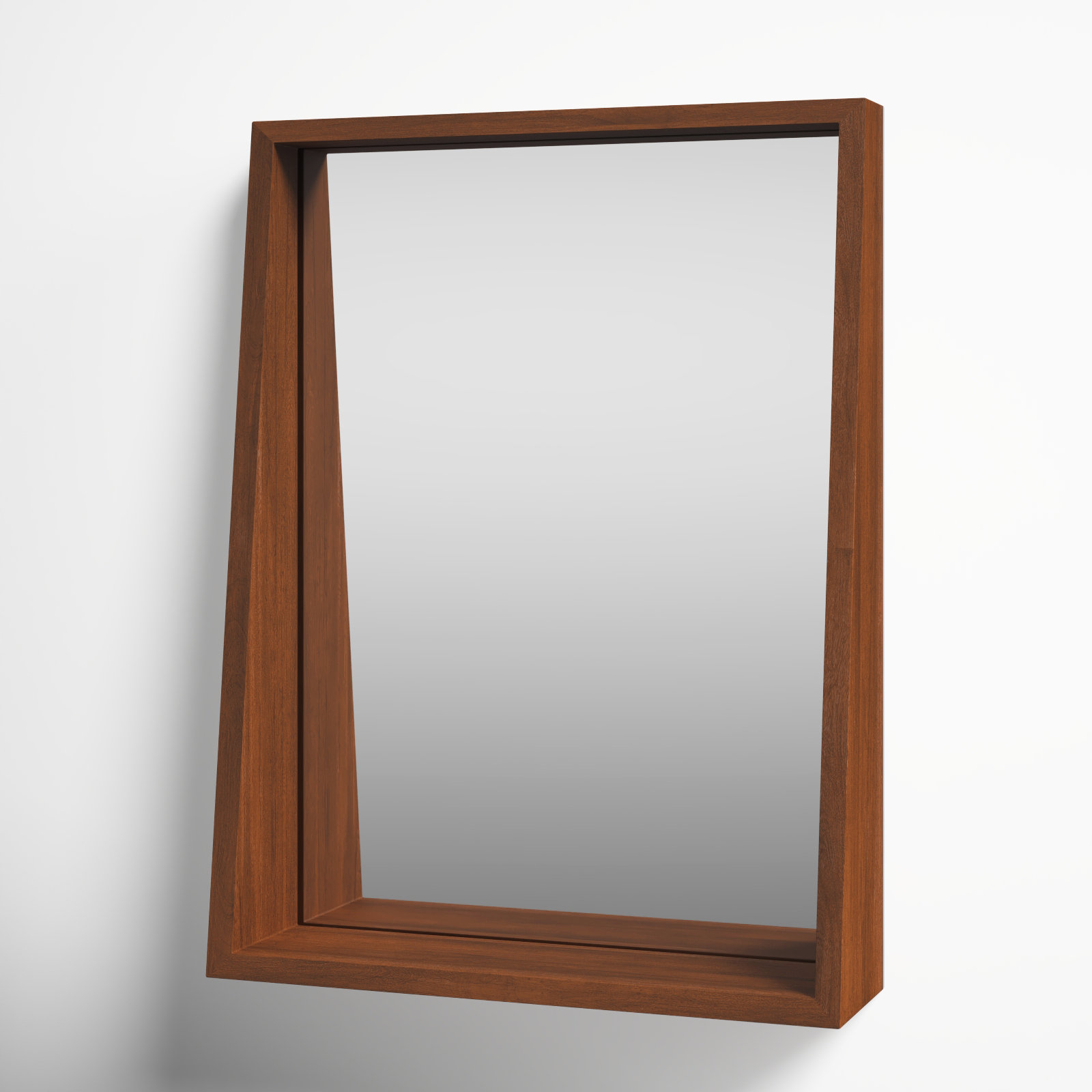 Parkside Rectangle Mirror with Shelves, Walnut Brown