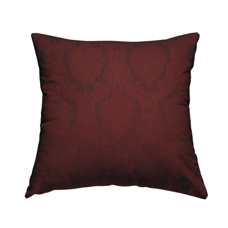 Diemer Damask Square Throw Cushion, Red, 55cm H x 55cm W x 5cm D
