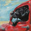 «Travel Buddy», art sur toile encadré rouge