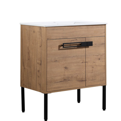 30 Inch Bathroom Vanity With Soft Closing Mechanism And Metal Handle 2-Door Vanity, Inch, Close Styling Part