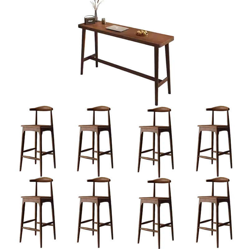 Tables et chaises de bar simples et modernes en bois massif, H 39,3 po x L 78,7 po x l 17,7 po, 9 pièces : table, 8 chaises
