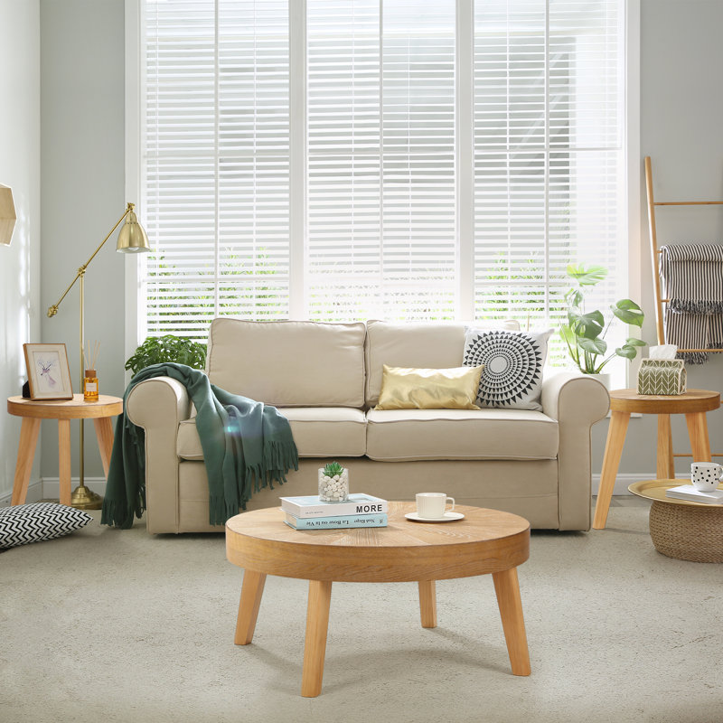Keteria 3-Piece Living Room Table Set, Natural Wood
