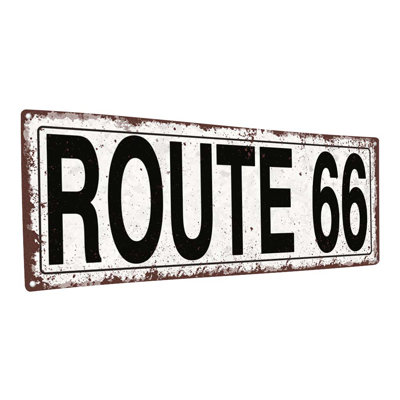 " Distressed, Route 66 Metal Sign "