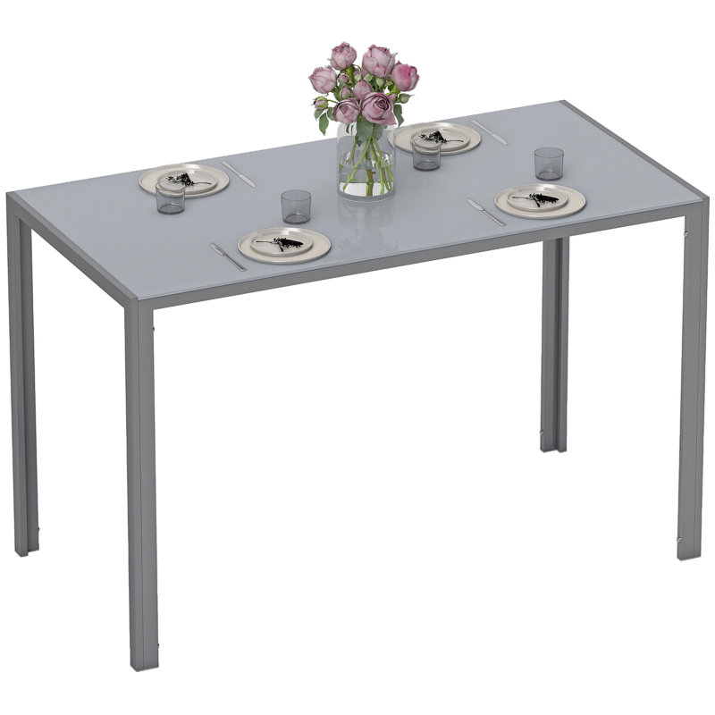 Glass Top Metal Base Dining Table