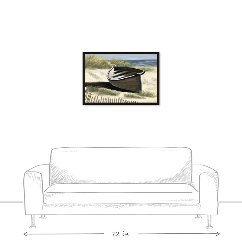 Bateau solitaire - peinture, Toile brune avec cadre flottant, H 21,75 po x l 31,75 po x P 1,75 po