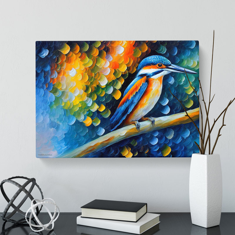 Kingfisher Bird - Wrapped Canvas, 35cm H x 50cm W x 3cm D