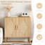 Boho Rattan Buffet Sideboard Cabinet – 2 Diamond Weave Doors – Ample Storage for Living Room, Dining Room, Entryway – Light Wood Color