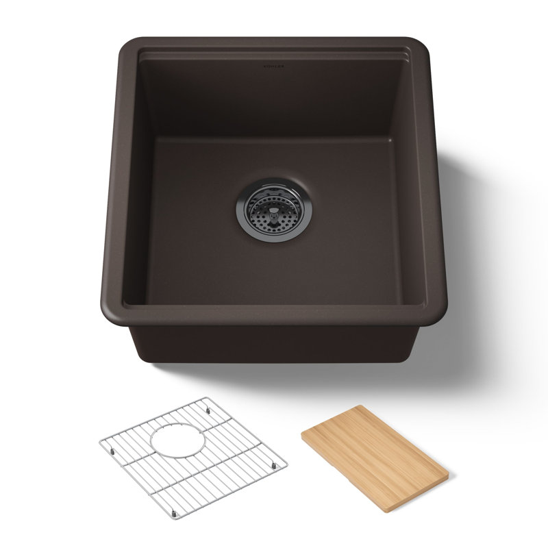Billings Undermount Bar Sink With Accessories, Brown