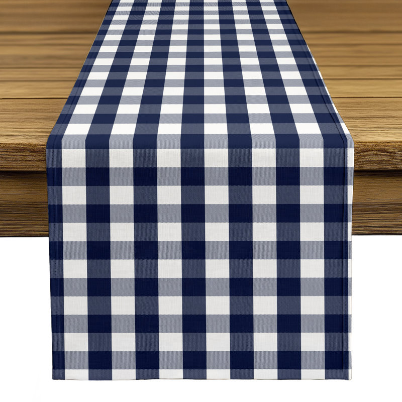 Ines Picnic Check Milliken Signature Table Runner, 72" L x 12" W, Navy