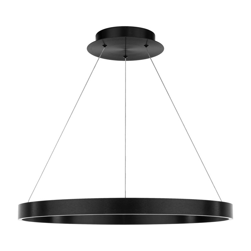 Luminaire suspendu tambour Sirius Unique à intensité variable DEL, Noir satiné, H 1,625 po x l 24 po x P 24 po