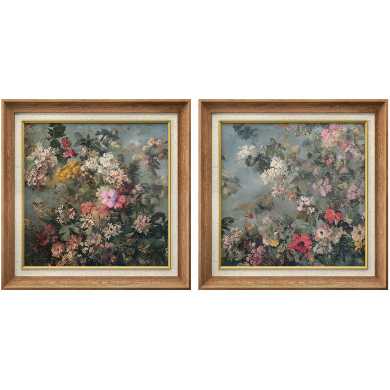 Impression sur toile Golden Garden Bloom, H 26 po x l 26 po, Cadre de galerie naturel