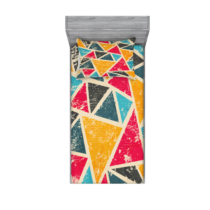 Ensemble de draps géométriques Funk, Ensemble de draps pour lit simple avec drap-housse
