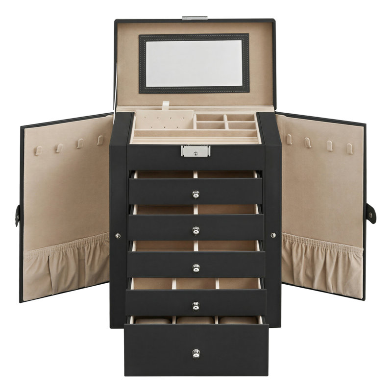 Jewellery Box 6 Tiers with 5 Drawers, Large Storage Capacity, Black