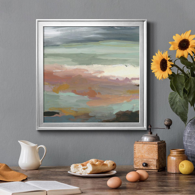 Océan bluff - peinture sur toile encadrée, Toile argentée, H 26,5 po x l 26,5 po x P 1,5 po
