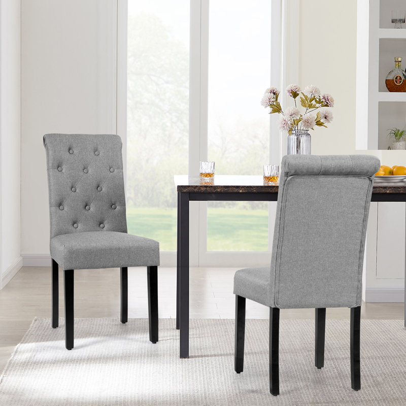 Chaise d'appoint capitonnée en lin, gris, Noir