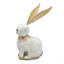 Figurine 13,8 x 6,1 x 20,9 po en forme de lapin en magnésium blanc avec oreilles en fer doré