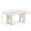 Table de salle à manger rectangulaire moderne 71 "en pierre frittée avec base en métal et piédestal