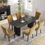 Ensemble de salle à manger rectangulaire à double piédestal avec table de salle à manger de style crème-1947038667-1947038668-1947038711