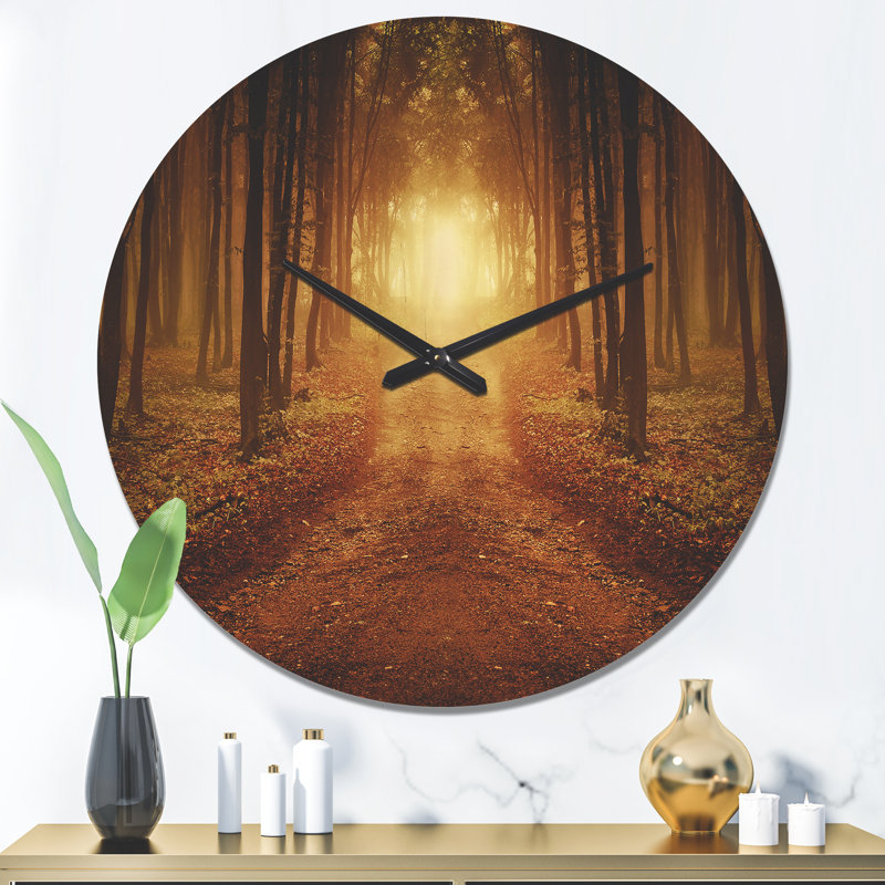 Horloge murale route dans la forêt symétrique, Grand